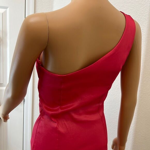Mystic Dress Size Small Pink Coral One Shoulder Ruffle Mini Poly Nylon Spandex - Picture 6 of 9